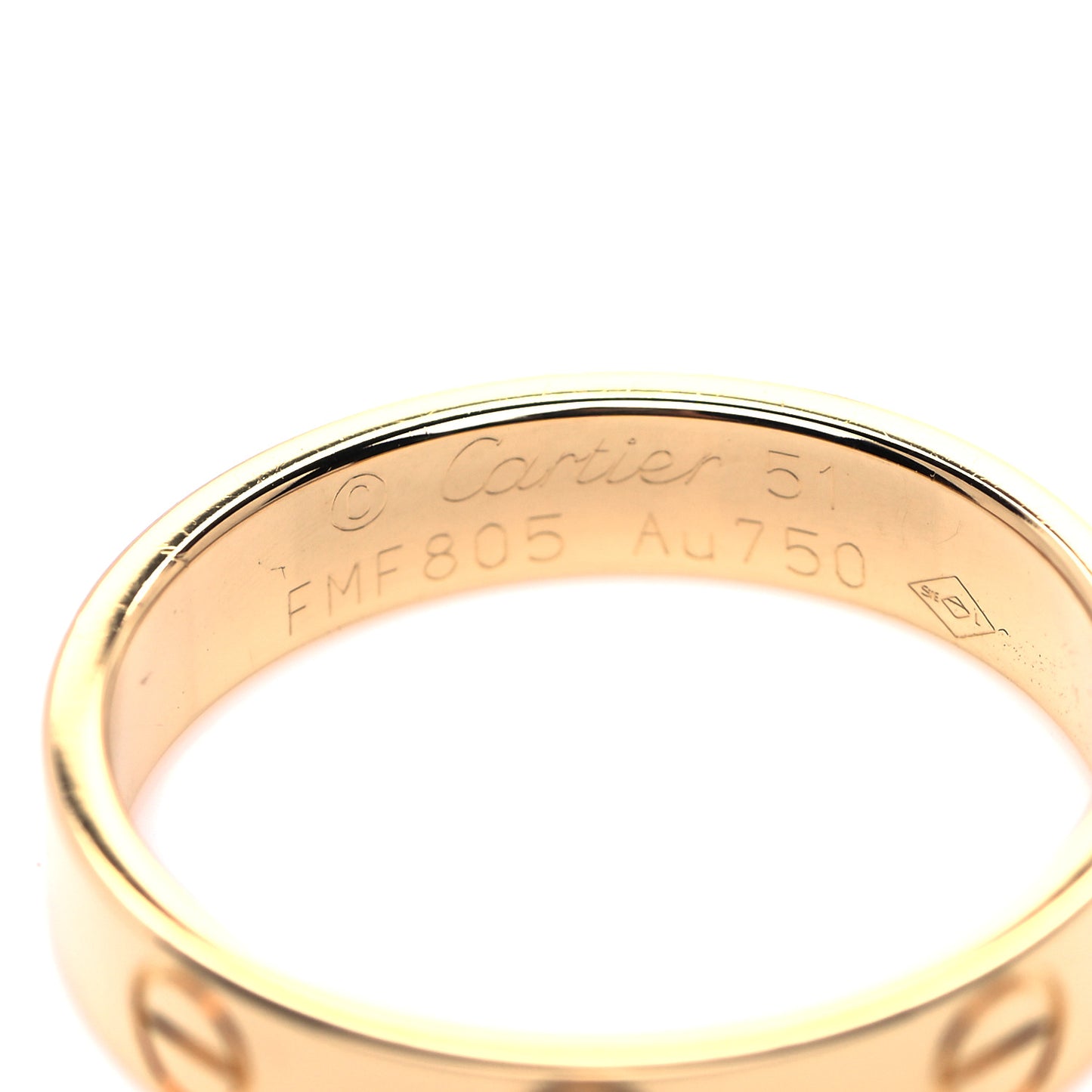 18K Yellow Gold 3.5mm LOVE Wedding Band Ring 51 5.75
