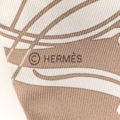 Hermes Silk Ex-Libris Twilly Beige White Caramel 3 of 4