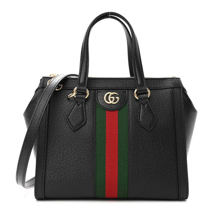 Gucci Textured Calfskin Web Small Ophidia Tote Bag Black 1 of 9