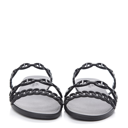 Hermes Rubber Chaine d'Ancre Rivage Sandals 36 Black 2 of 8