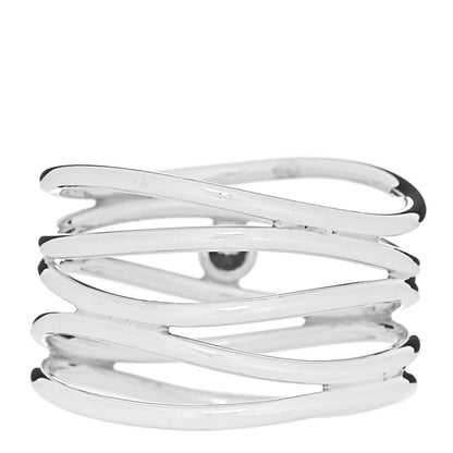 Tiffany Sterling Silver Aquamarine Elsa Peretti 5 Row Wave Ring 50 5.5 3 of 5