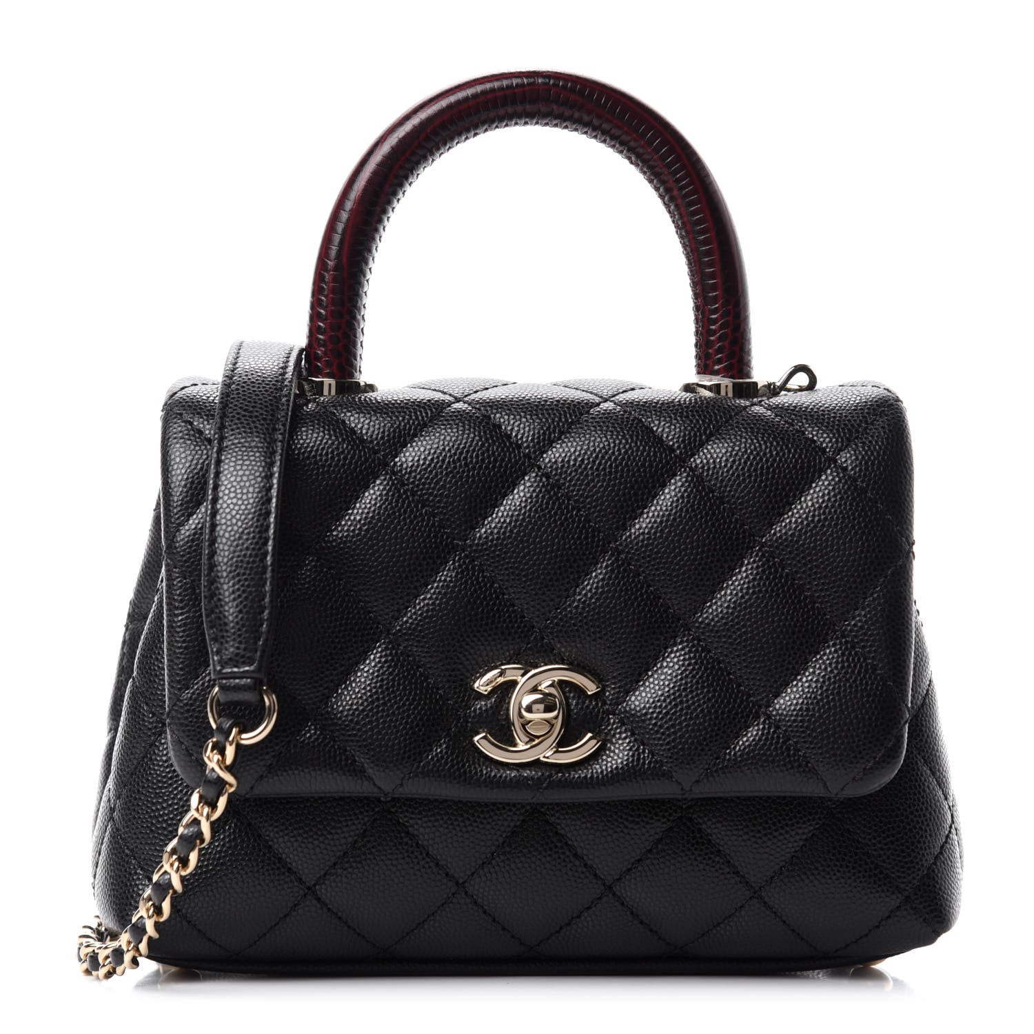 Chanel Caviar Lizard Embossed Quilted Extra Mini Coco Handle Flap Black 1 of 11