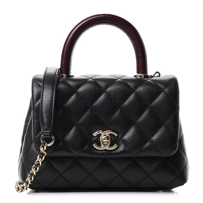 Chanel Caviar Lizard Embossed Quilted Extra Mini Coco Handle Flap Black 1 of 11