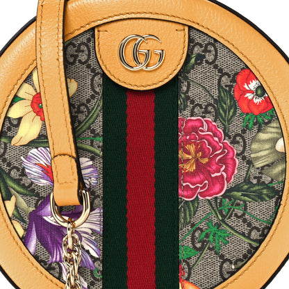 Gucci GG Supreme Monogram Flora Web Mini Ophidia Round Shoulder Bag Beige Multicolor Crop 9 of 11