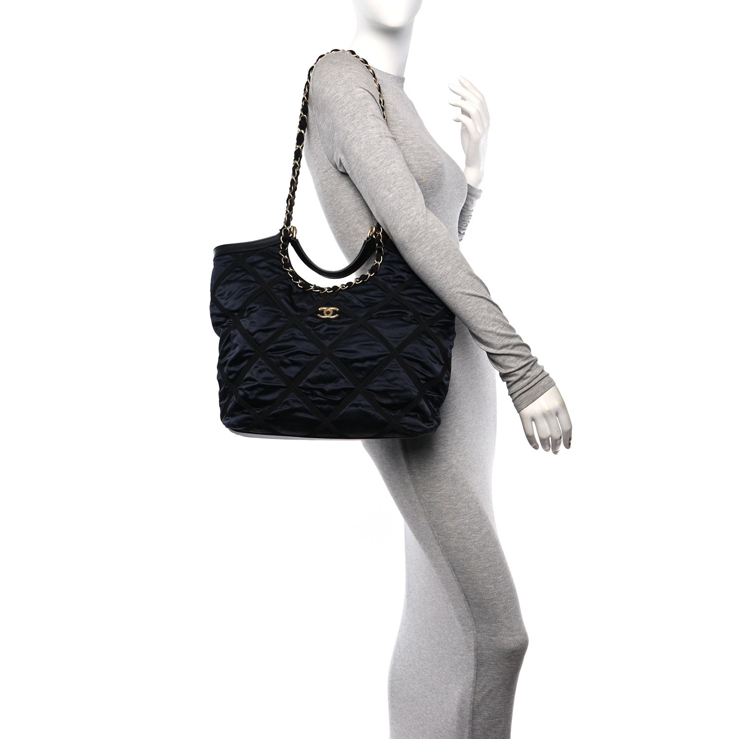 Chanel Nylon Grosgrain Quilted Lifestyle Shopping Tote Black 2 of 11