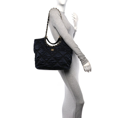 Chanel Nylon Grosgrain Quilted Lifestyle Shopping Tote Black 2 of 11