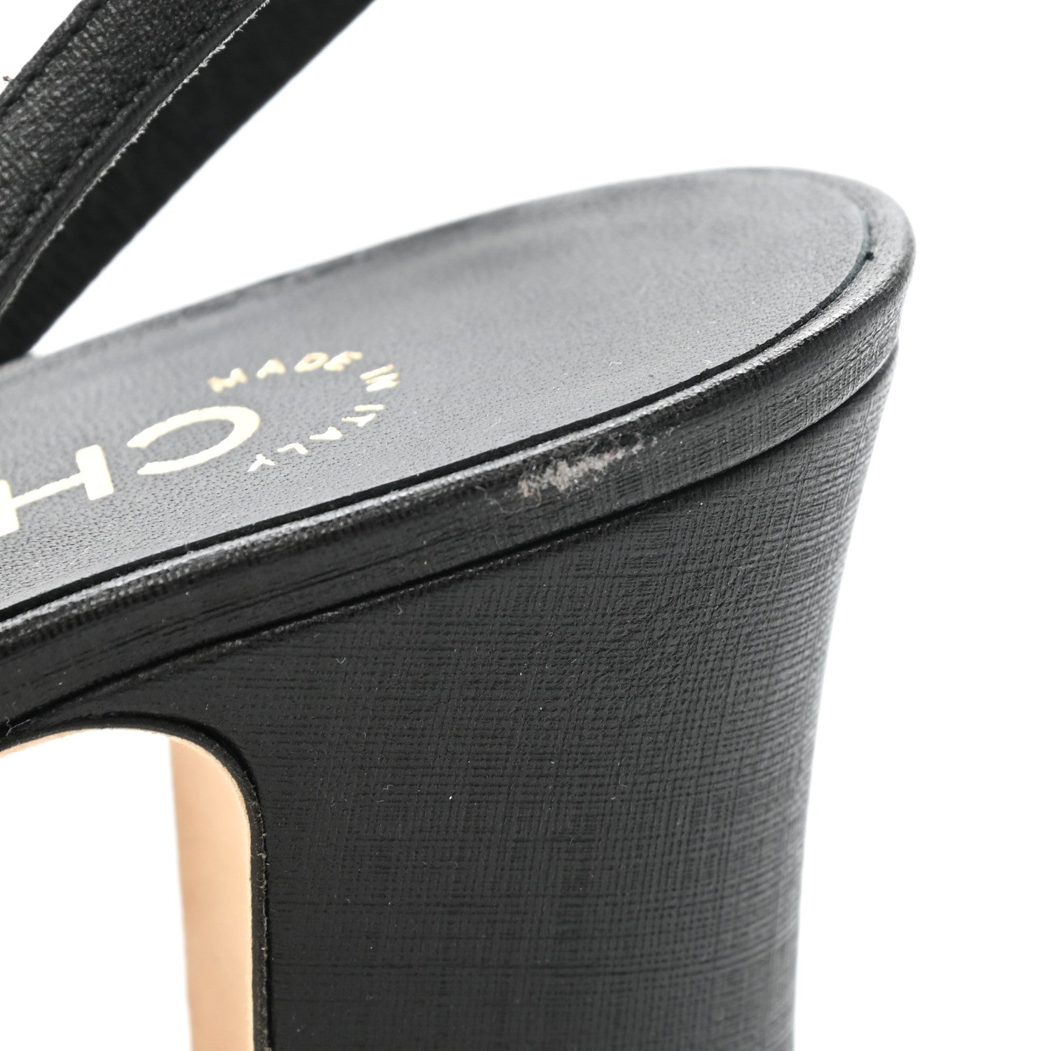 Chanel Goatskin Calfskin Cap Toe CC Slingback Sandals 35 Black 10 of 10