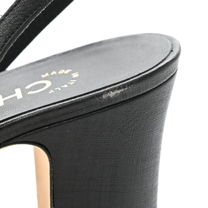 Chanel Goatskin Calfskin Cap Toe CC Slingback Sandals 35 Black 10 of 10