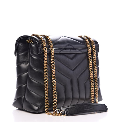 Saint Laurent Calfskin Y Quilted Monogram Small Loulou Chain Satchel Black 3 of 10