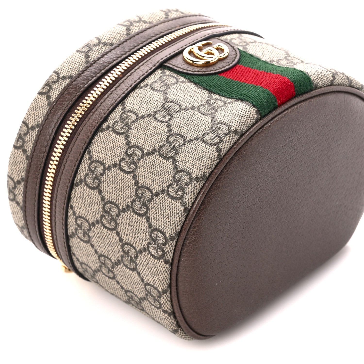 Gucci GG Supreme Monogram Textured Calfskin Web Ophidia Vanity Cosmetic Case Beige Ebony New Acero 10 of 13