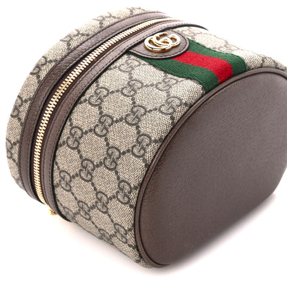 Gucci GG Supreme Monogram Textured Calfskin Web Ophidia Vanity Cosmetic Case Beige Ebony New Acero 10 of 13