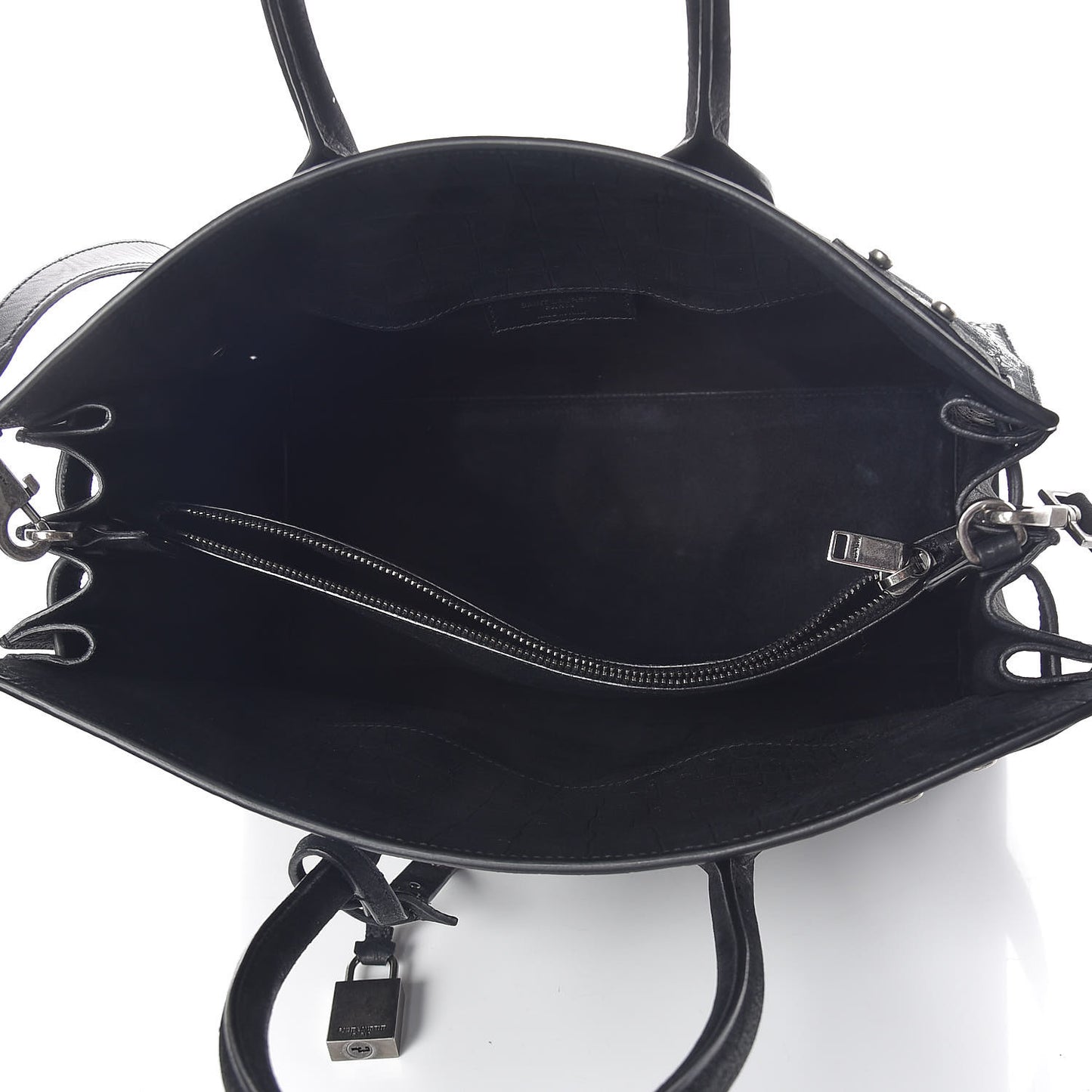Crocodile Embossed Suede Small Supple Sac de Jour Black