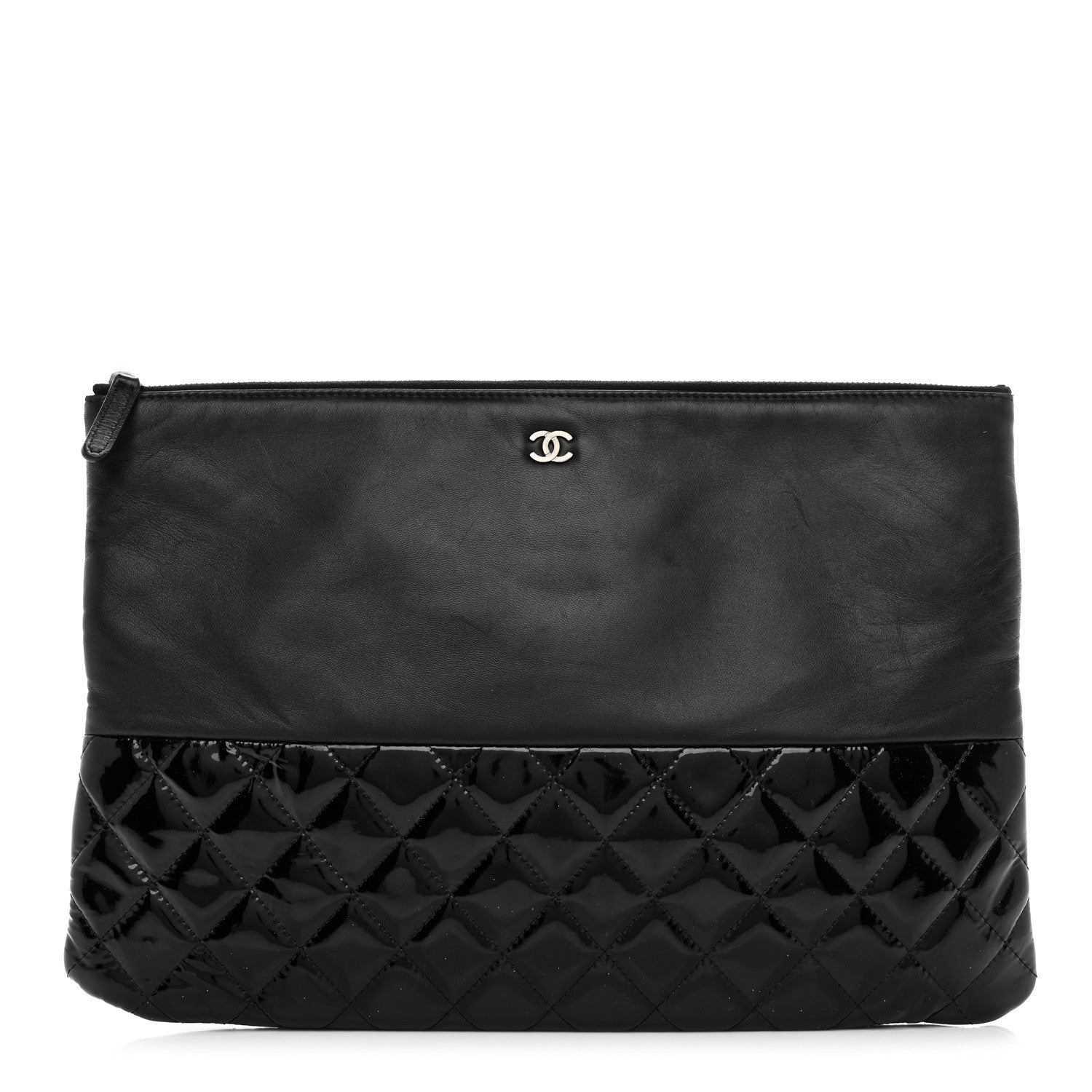 Chanel Lambskin Patent Quilted Large Cosmetic Case Black 1 of 11