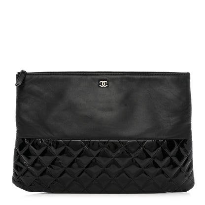 Chanel Lambskin Patent Quilted Large Cosmetic Case Black 1 of 11
