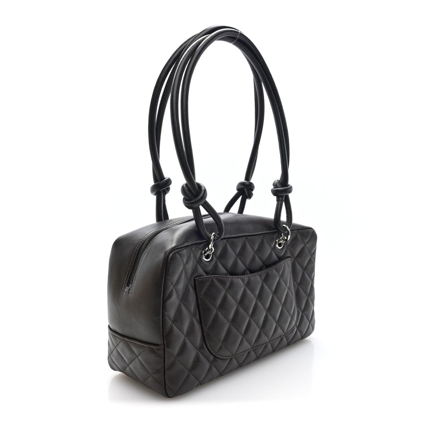 Calfskin Quilted Large Cambon Bowler Brown
