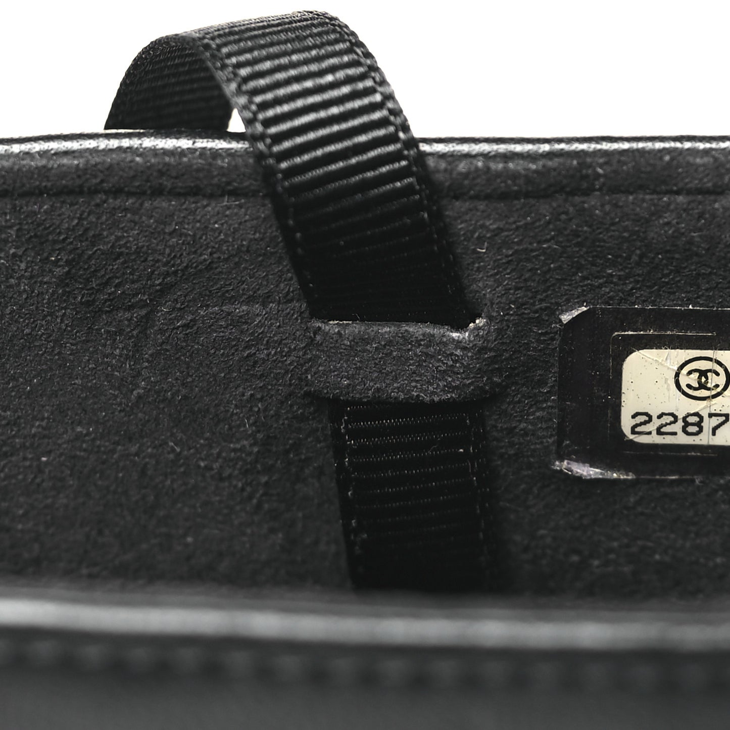 Lambskin Quilted Chain Around Phone Holder Black