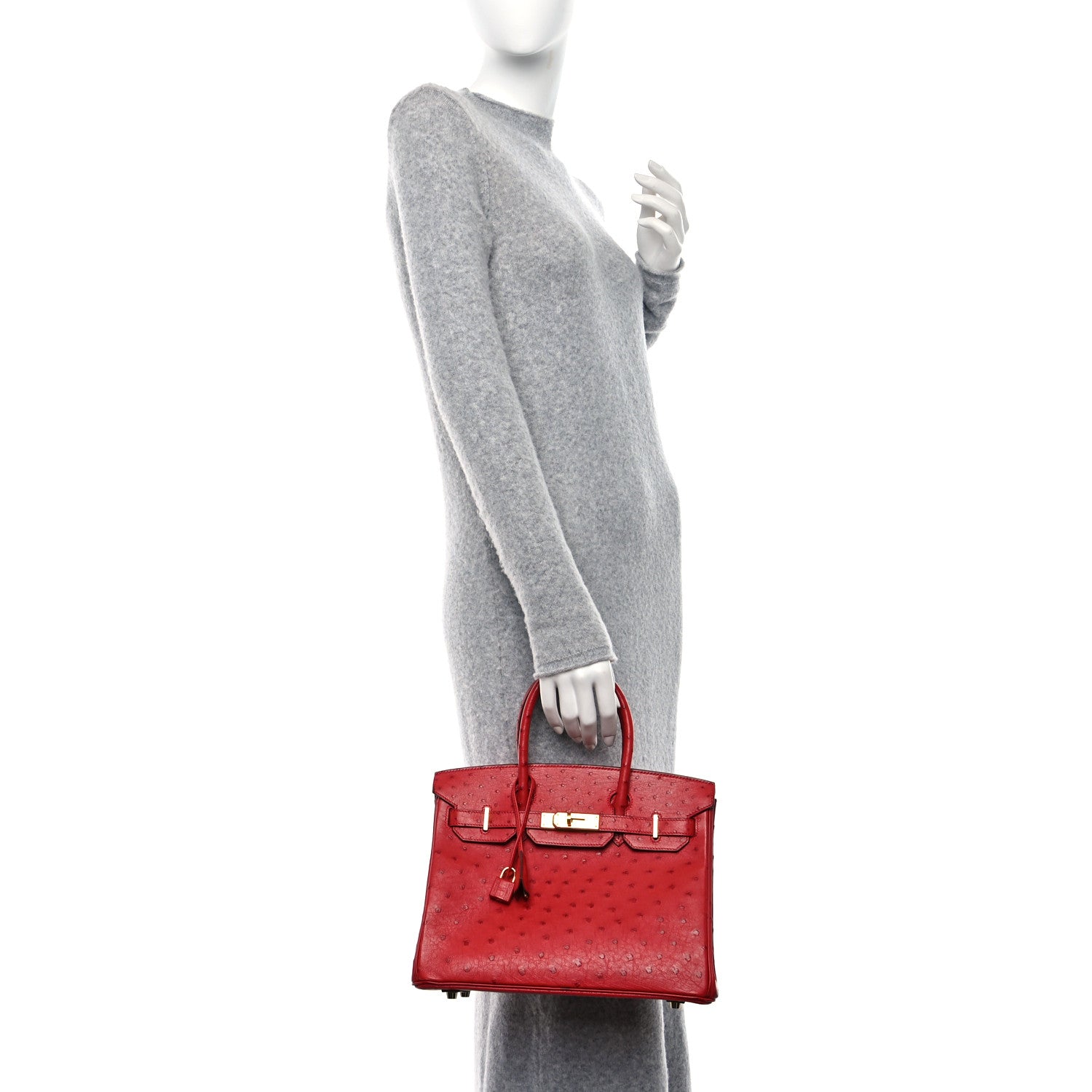 Hermes Ostrich Birkin 30 Rouge Vif 2 of 14