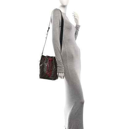 Fendi Vitello Grace F is Fendi Bi-Color FF 1974 Embossed Grande Mon Tresor Bucket Bag Maya Black Fragola 2 of 12