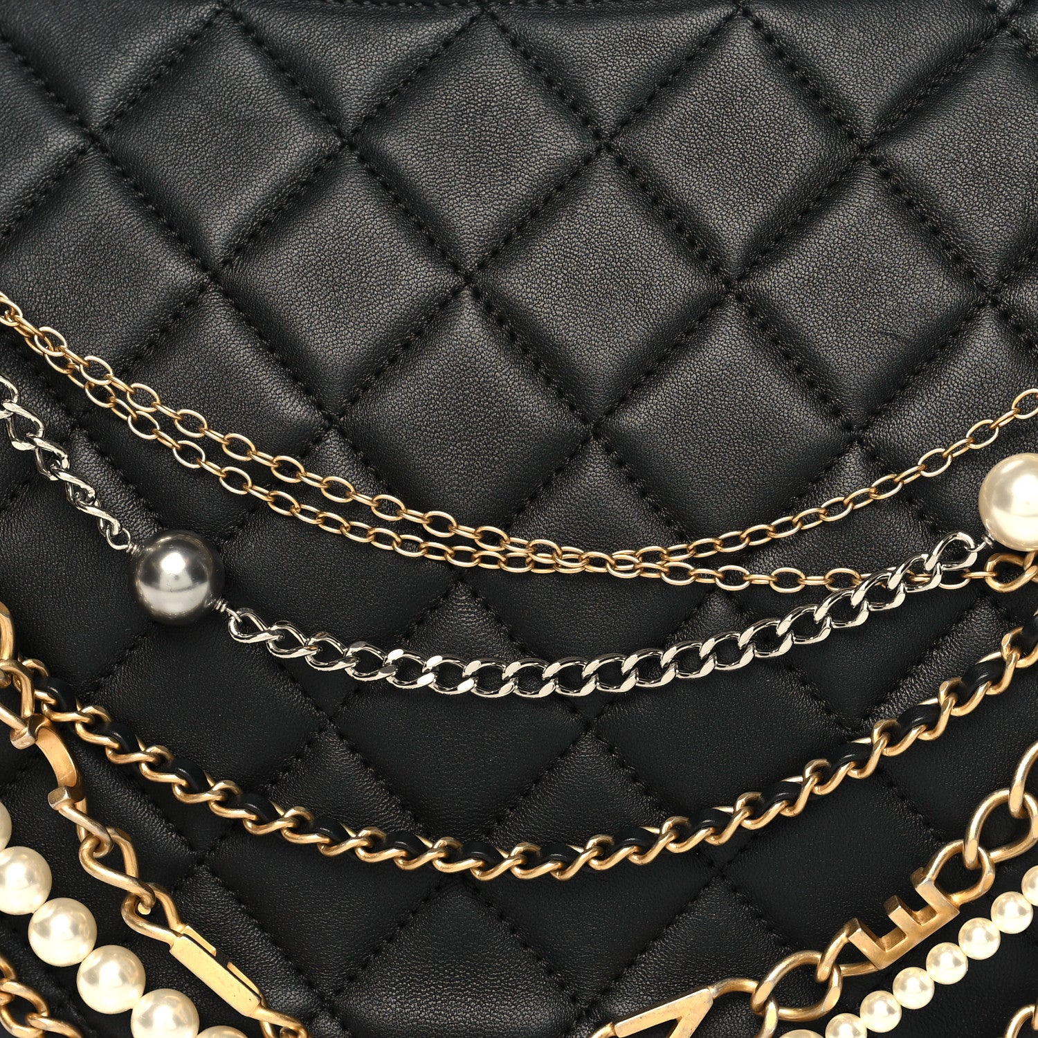 Chanel Lambskin Quilted All About Chains Hobo Black 8 of 10