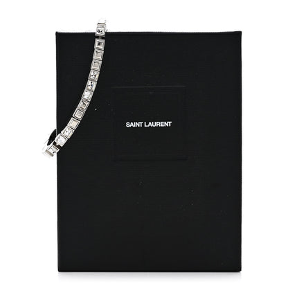 Saint Laurent Brass Palladium Crystal Square Tennis Bracelet M Silver 5 of 5