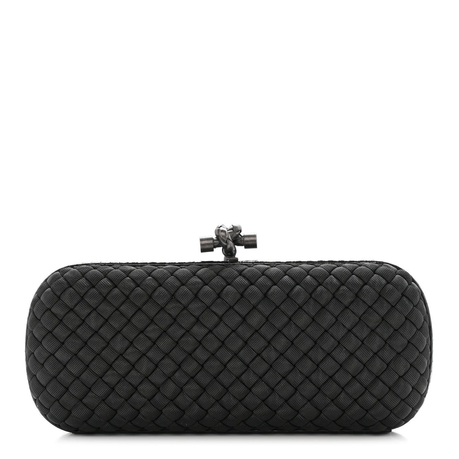Bottega Veneta Satin Ayers Intreccio Impero Stretch Knot Clutch Black 1 of 8