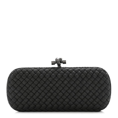 Bottega Veneta Satin Ayers Intreccio Impero Stretch Knot Clutch Black 1 of 8