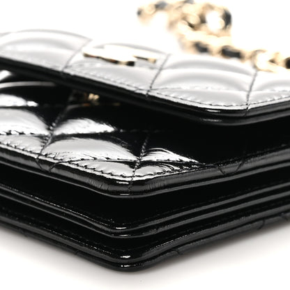 Chanel Shiny Lambskin Quilted Small Clutch With Chain Black 11 of 12