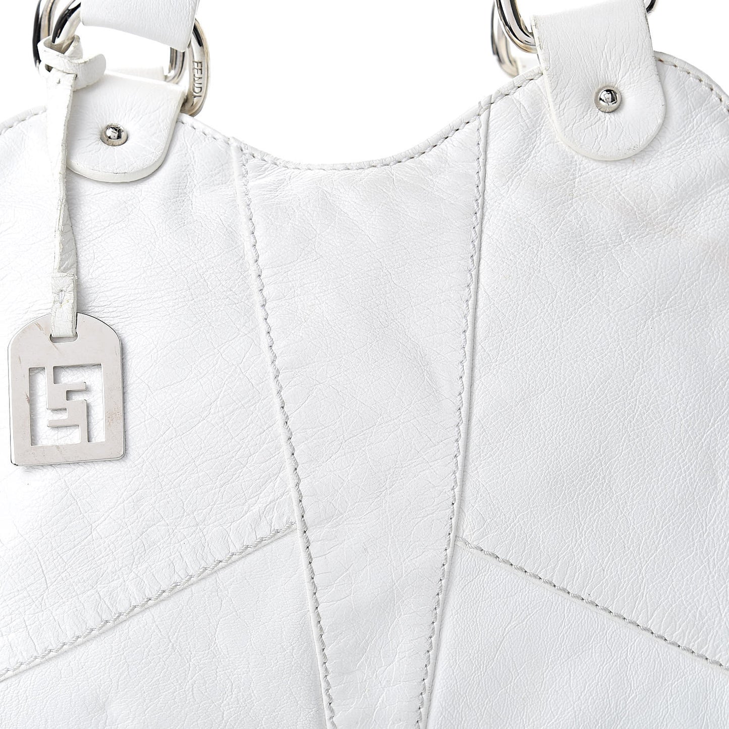 Laminated Calfskin Small Devil Trapezio Tote White