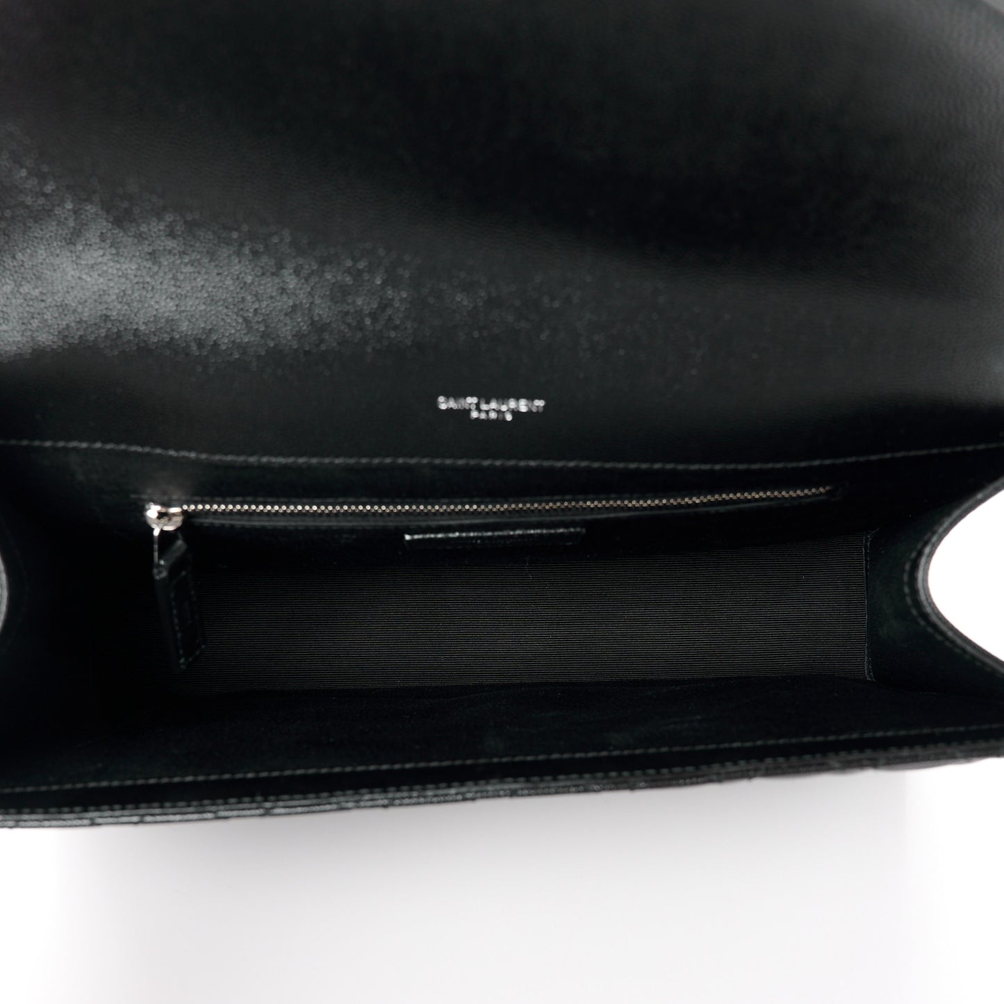 Grain De Poudre Textured Mixed Matelasse Large Triquilt Monogram Satchel Black