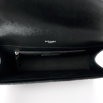 Saint Laurent Grain De Poudre Textured Mixed Matelasse Large Triquilt Monogram Satchel Black 5 of 11