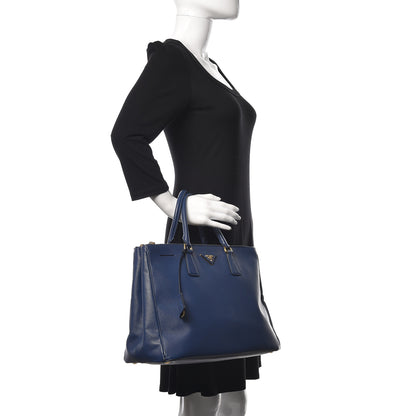 Prada Saffiano Large Galleria Double Zip Tote Bluette 2 of 13