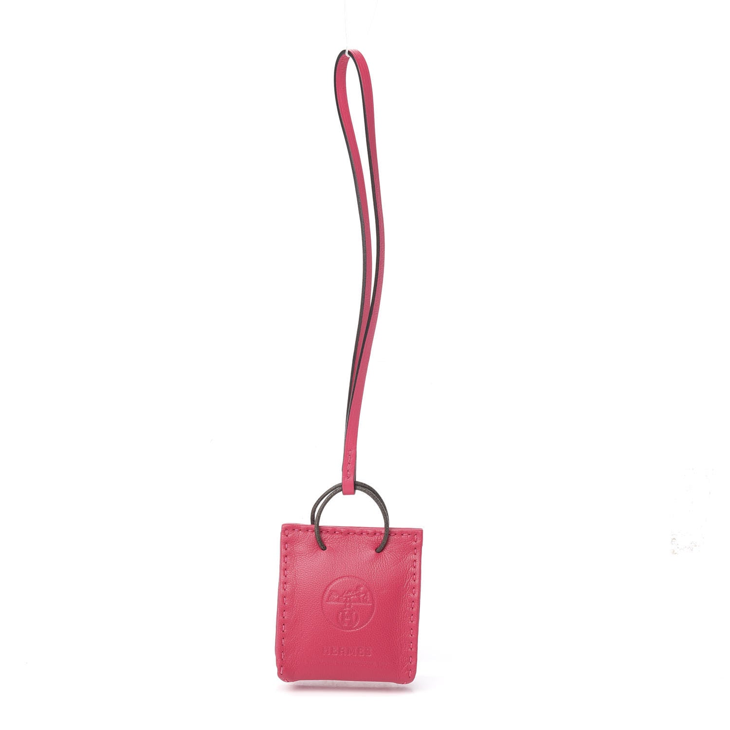 Hermes Milo Lambskin Swift Shopping Bag Charm Rose Mexico 1 of 3