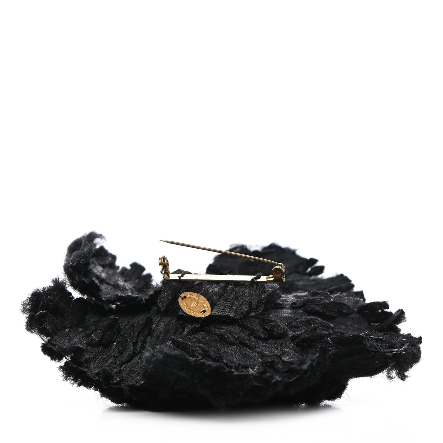 Fabric Camellia Pin Brooch Black