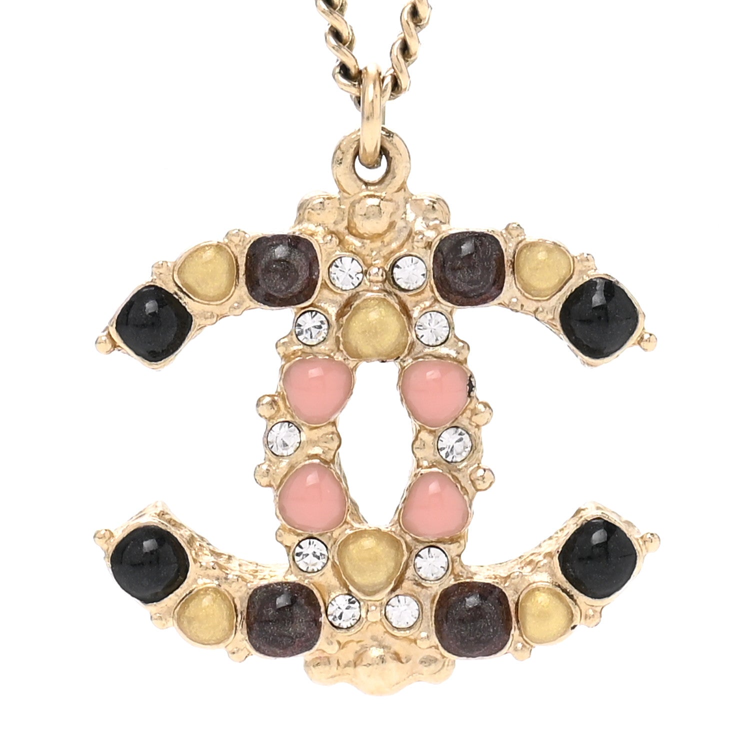 Chanel Crystal Gripoix CC Necklace Gold Multicolor 5 of 7