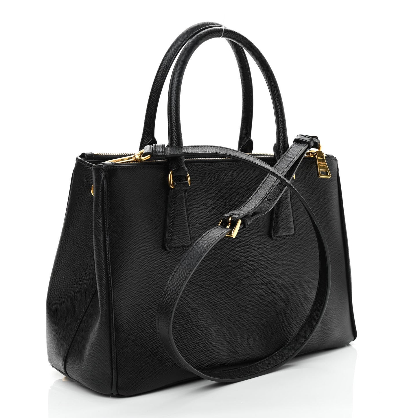 Saffiano Small Galleria Double Zip Tote Black