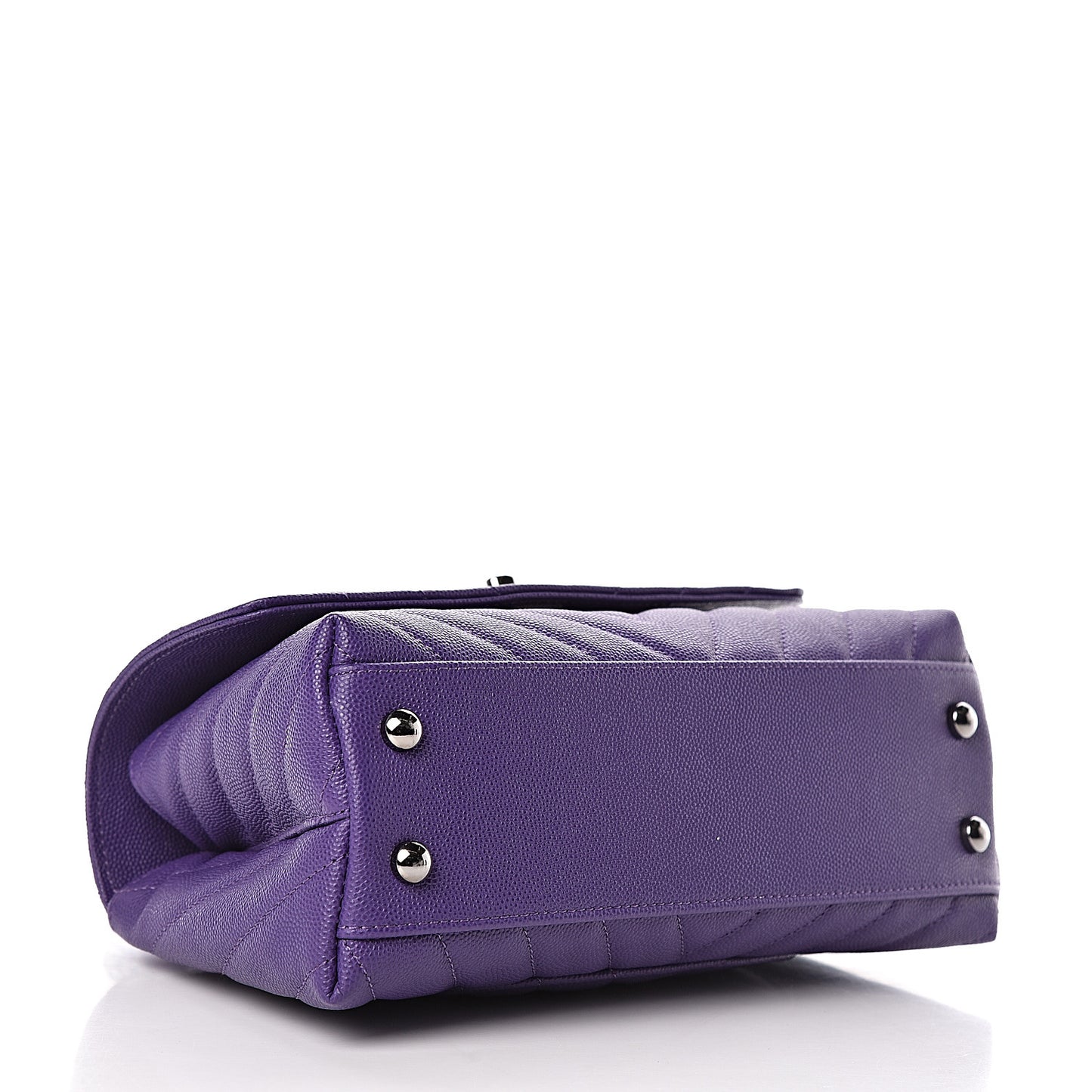 Caviar Chevron Quilted Mini Coco Handle Flap Purple