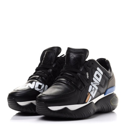 Fendi X FILA Vitello Mania Painted Womens Chunky Sneakers 36 Black Zucca Ice White 3 of 10