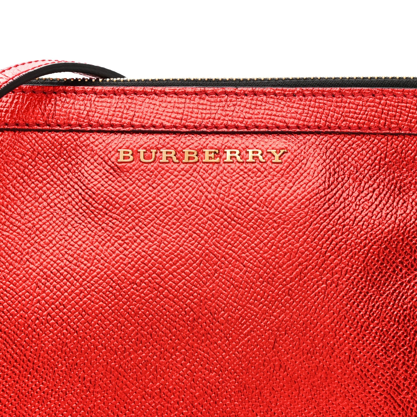 Metallic Grainy Calfskin Crossbody Bag Red
