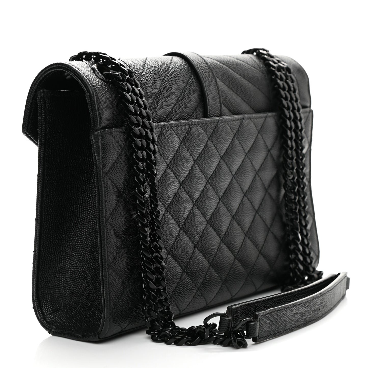 Grain De Poudre Textured Mixed Matelasse Triquilt Medium Monogram Satchel Black