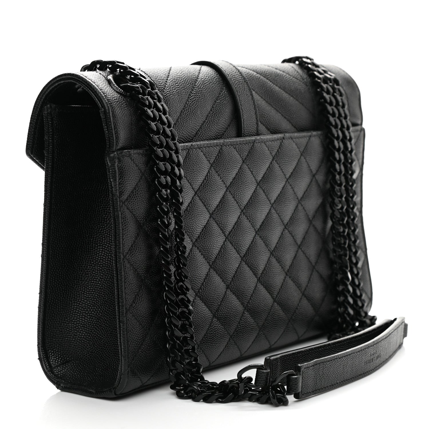 Saint Laurent Grain De Poudre Textured Mixed Matelasse Triquilt Medium Monogram Satchel Black 3 of 11