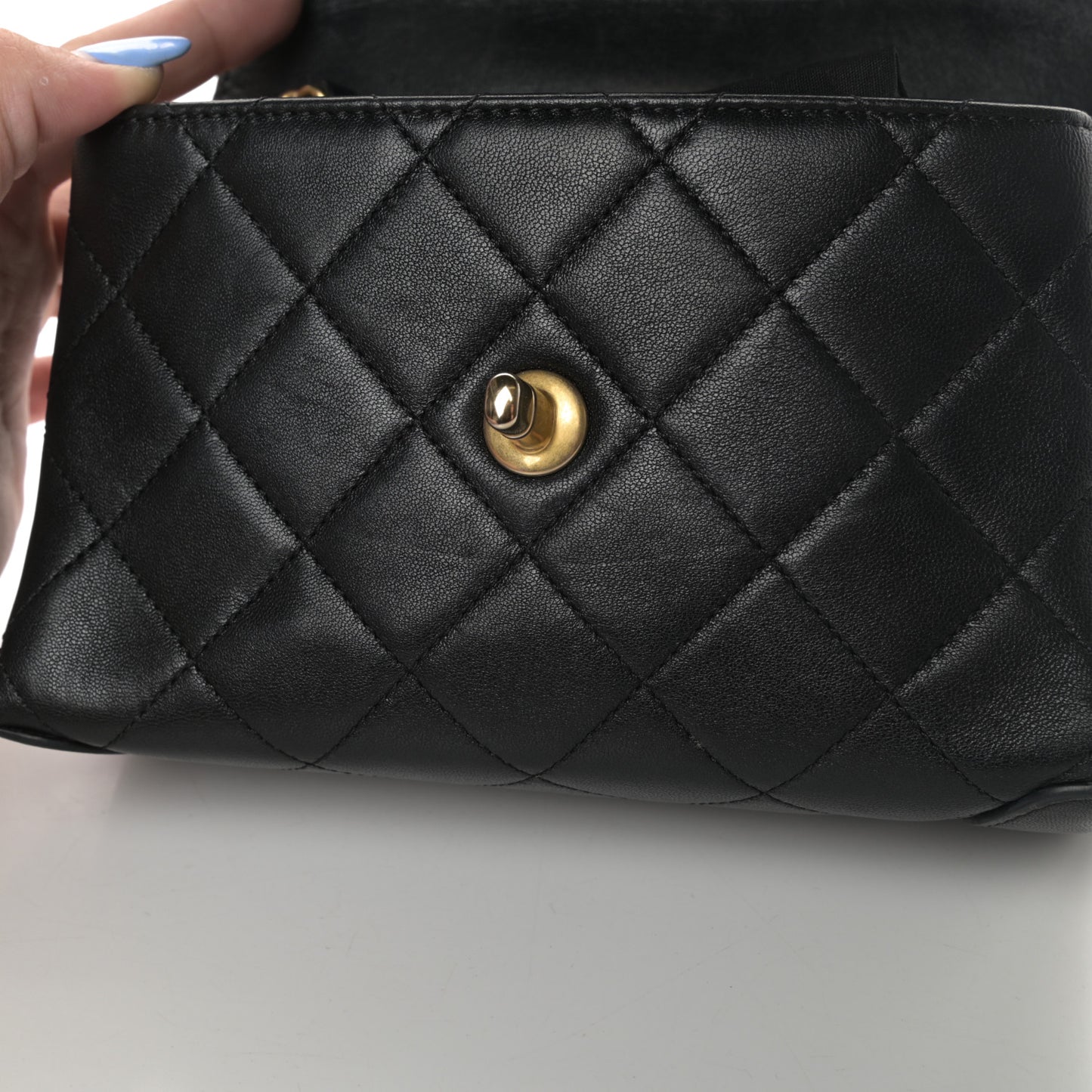 Lambskin Quilted Mini Trendy Spirit Top Handle Flap Black