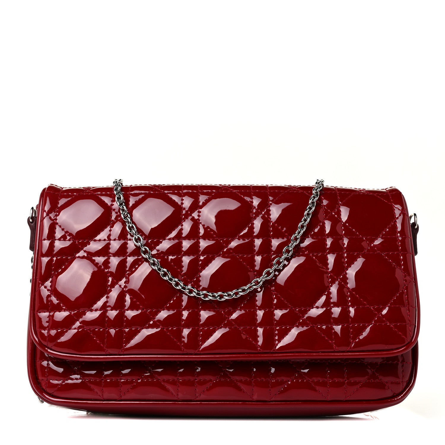 Christian Dior Patent Cannage Lady Dior Pochette in Red 1 of 8