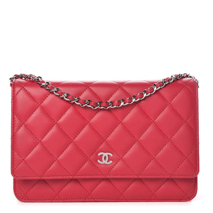 Chanel Lambskin Quilted Wallet On Chain WOC Fuchsia 1 of 9