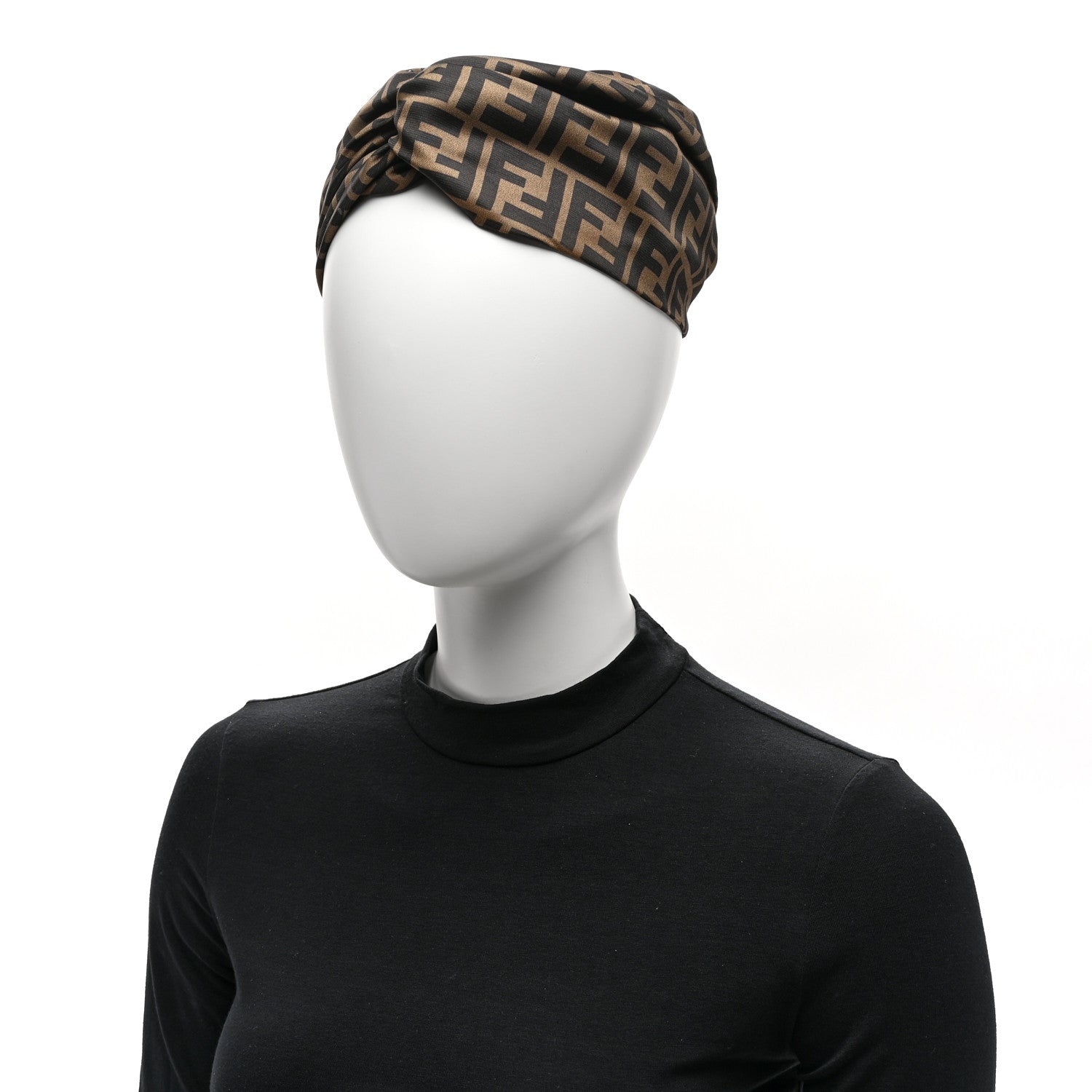 Fendi Silk FF Logo Headband Tobacco 2 of 4