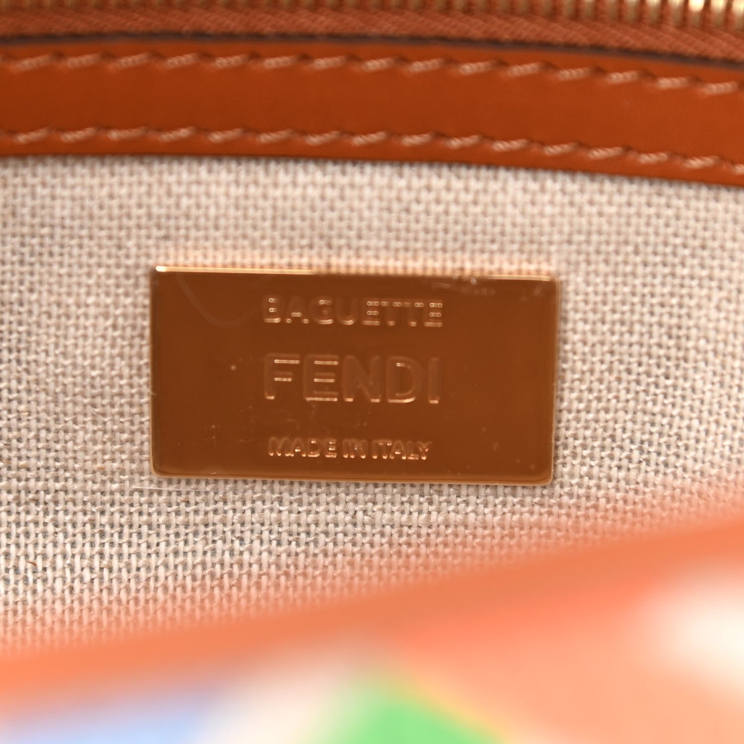 Fendi Kuban Canvas Vitello King FF Embroidered Baguette Grezzo Multicolor 6 of 9