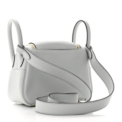 Hermes Taurillon Clemence Mini Lindy 20 Bleu Pale 2 of 11