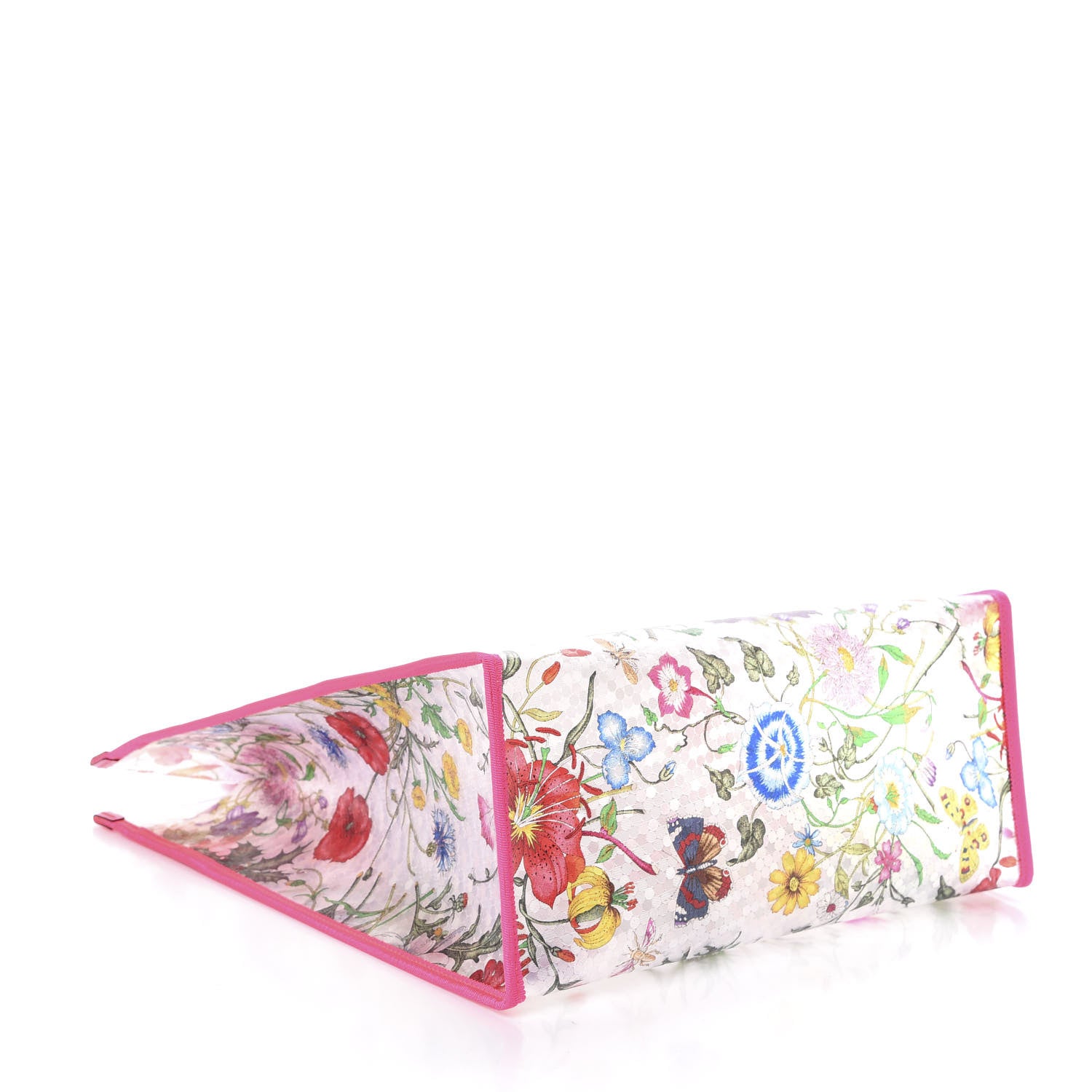 Gucci Calfskin Textured Vinyl Print Flora Tote Fluorescent Fuchsia 4 of 9