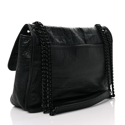 Saint Laurent Crocodile Embossed Lambskin Monogram Medium Niki Chain Satchel Black 2 of 6