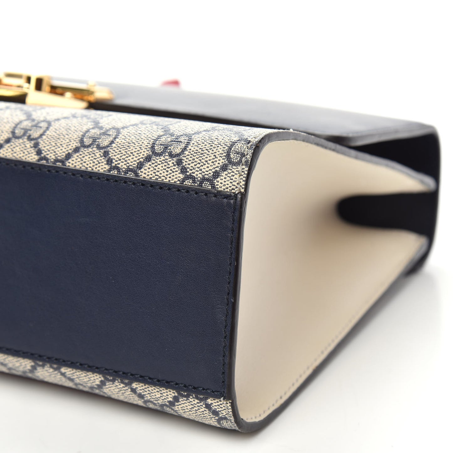 GG Supreme Monogram Calfskin Medium Padlock Shoulder Bag Beige Blue Mystic White Hibiscus Red