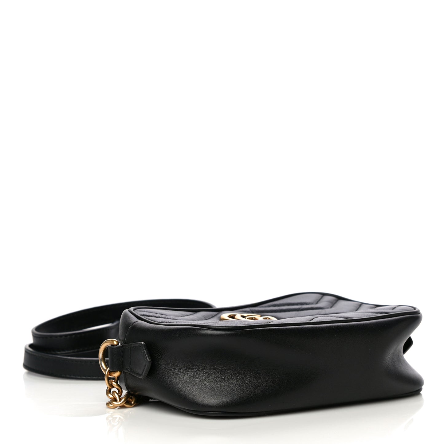 Calfskin Matelasse Mini GG Marmont Chain Shoulder Bag Black